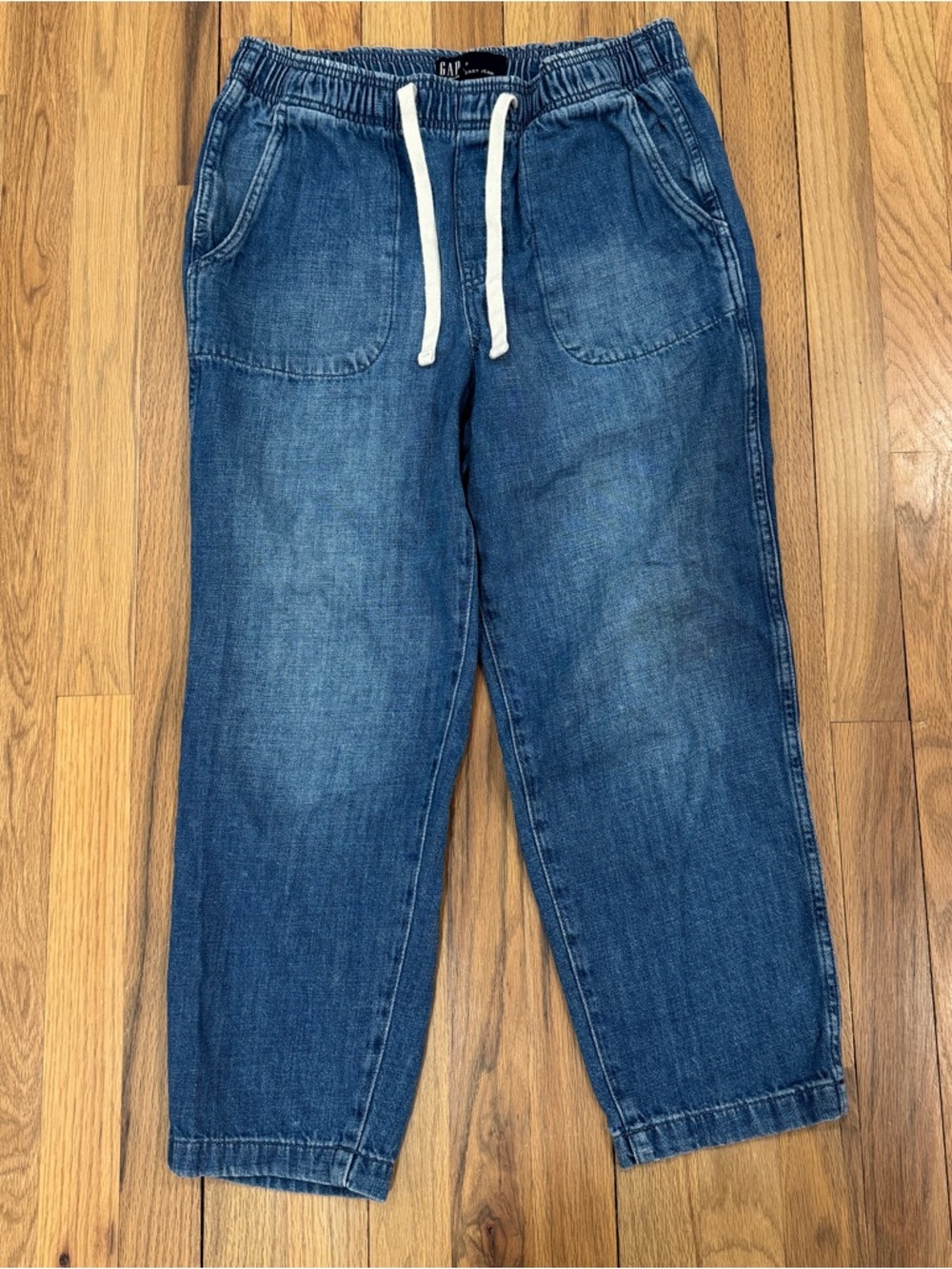 GAP High Rise Easy Baggy Jeans Womens Medium Blue Denim Drawstring
